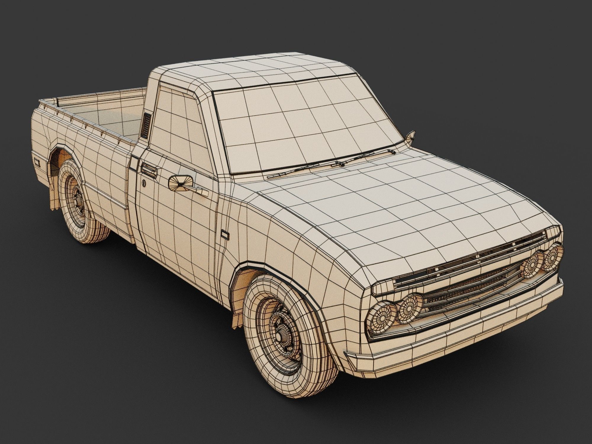Toyota pick up truck Low-poly 3D model_11
