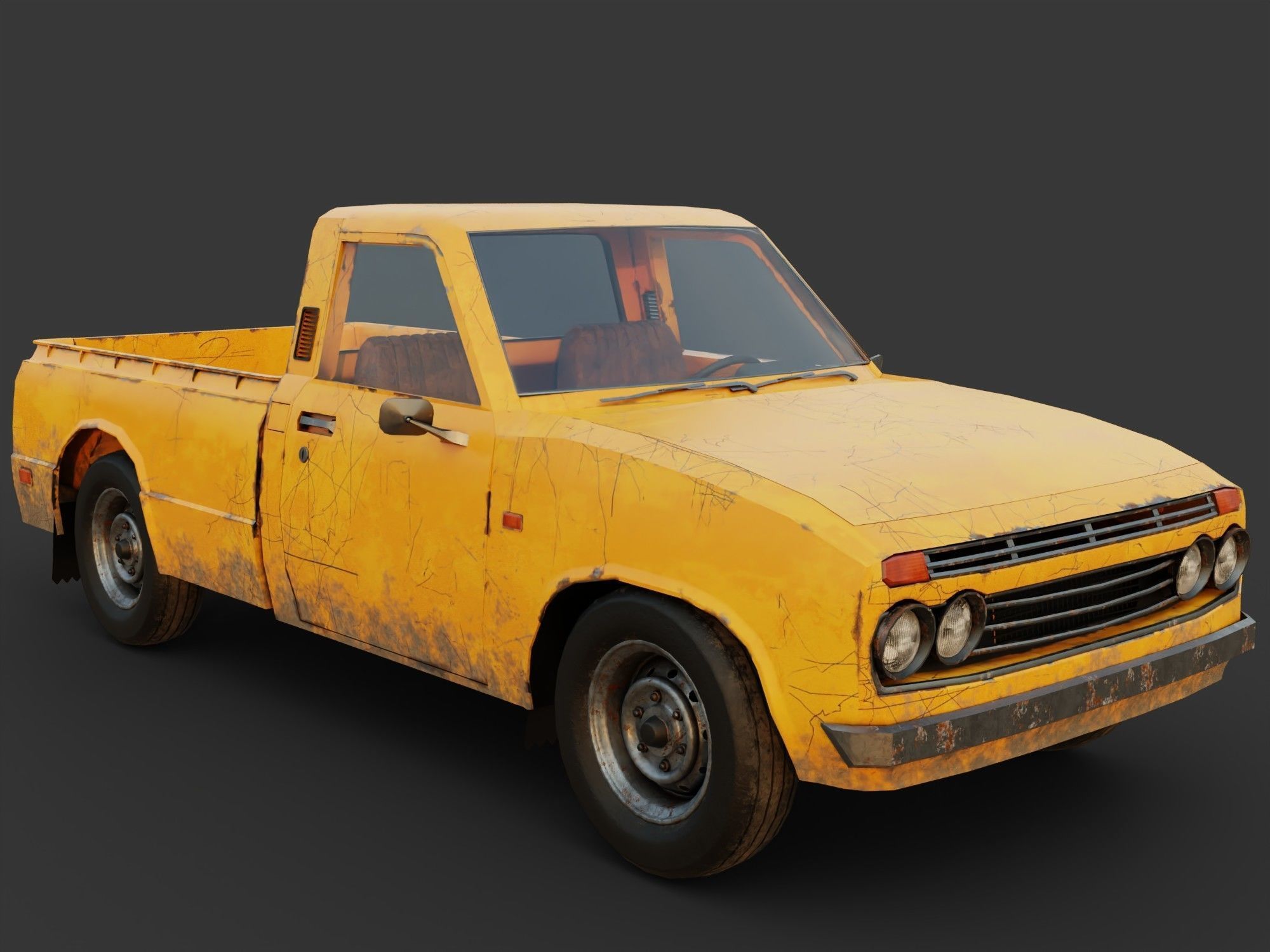 Toyota pick up truck Low-poly 3D model_1