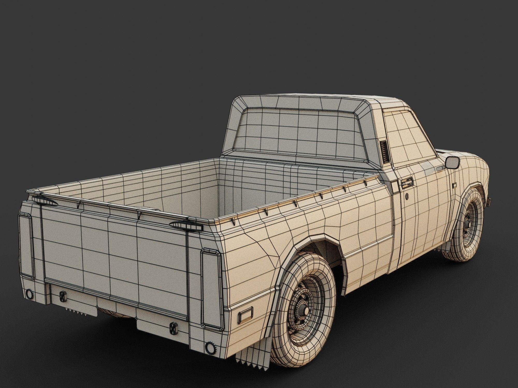 Toyota pick up truck Low-poly 3D model_12