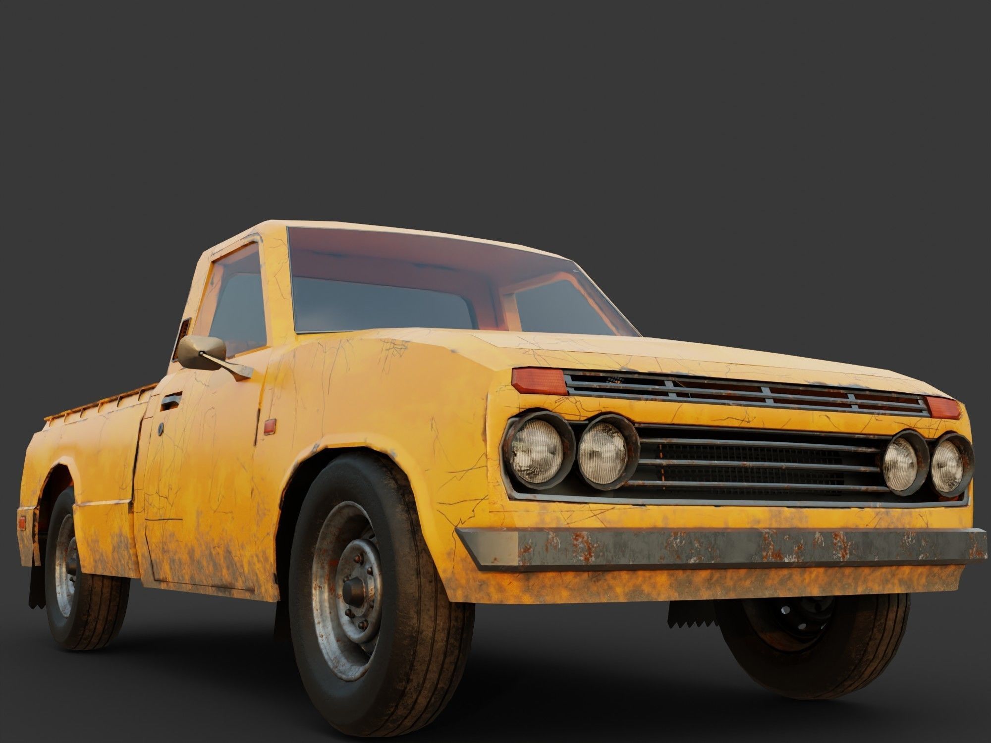Toyota pick up truck Low-poly 3D model_6
