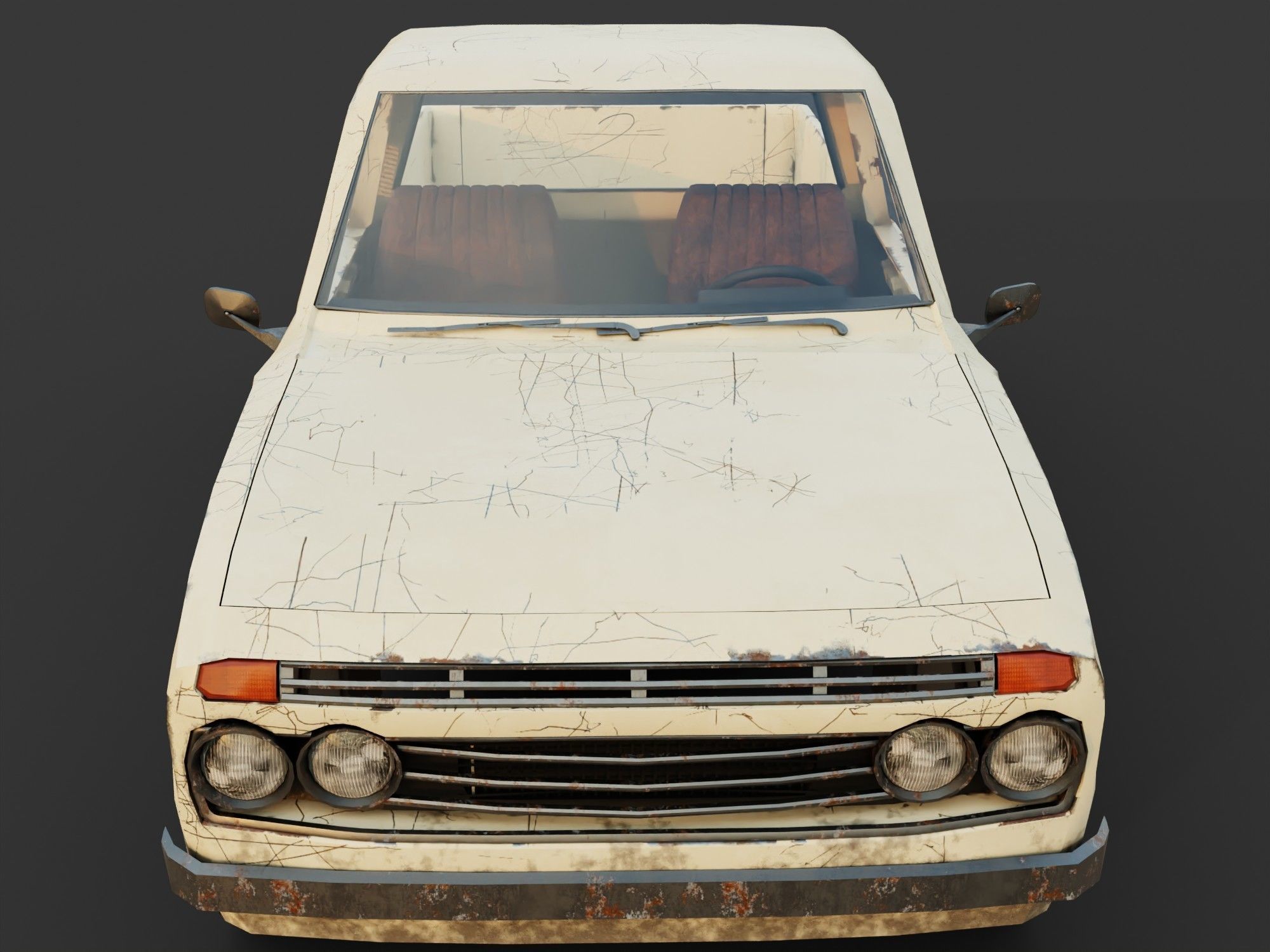 Toyota pick up truck Low-poly 3D model_10