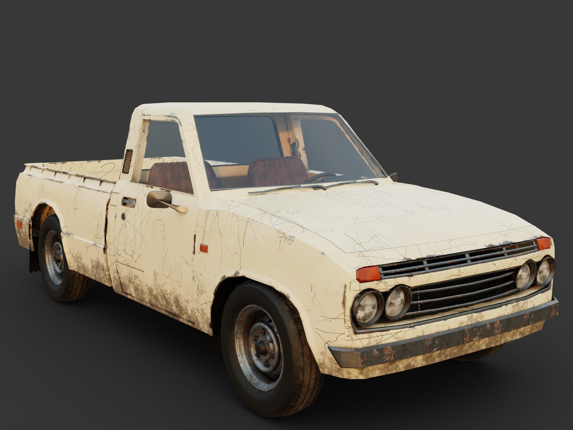Toyota pick up truck Low-poly 3D model_4