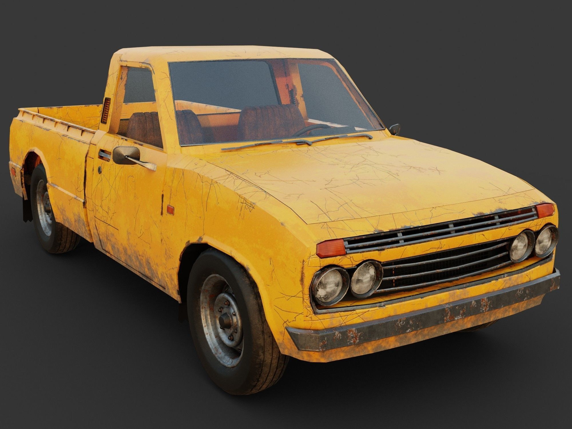 Toyota pick up truck Low-poly 3D model_2