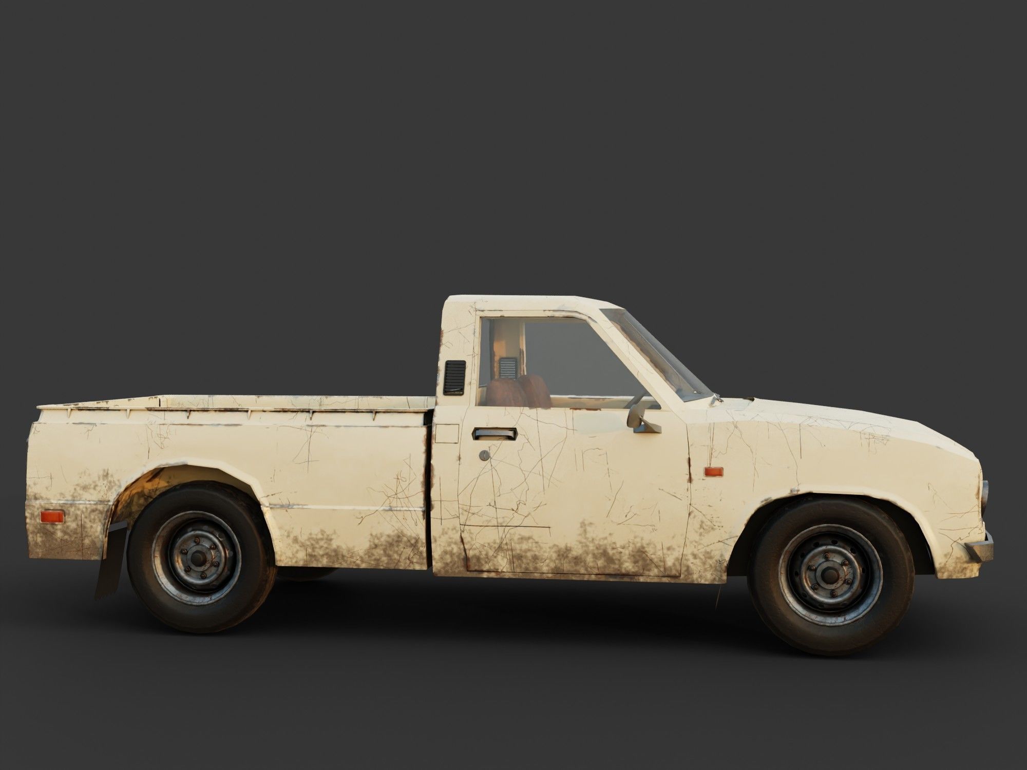 Toyota pick up truck Low-poly 3D model_3