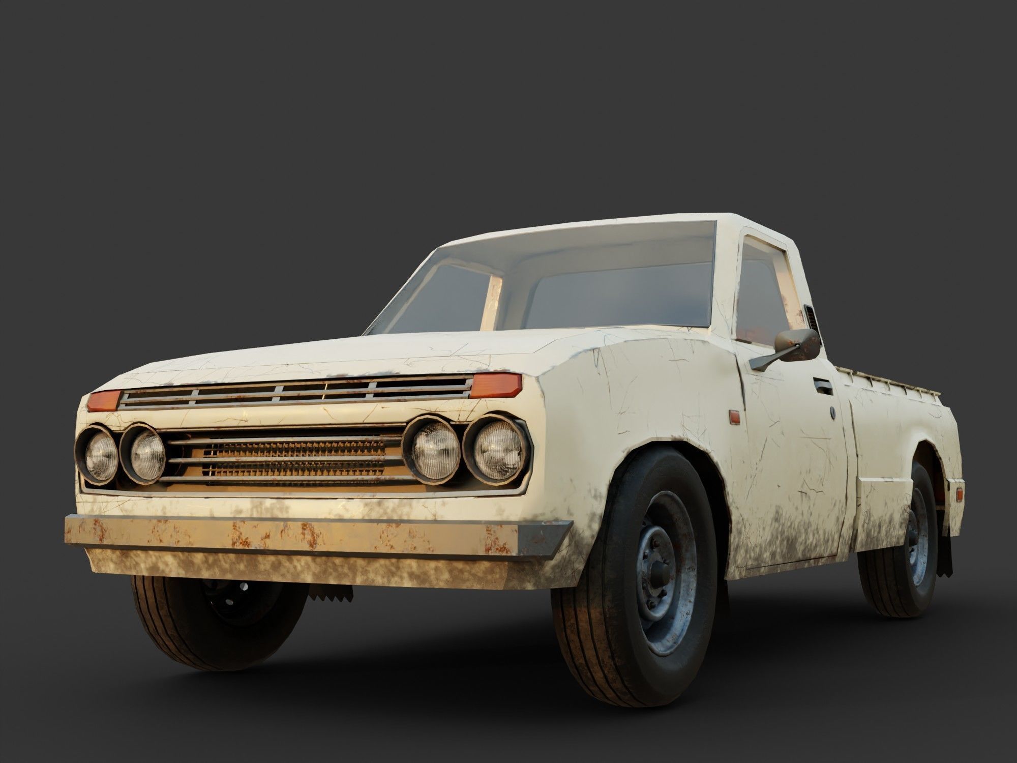 Toyota pick up truck Low-poly 3D model_7
