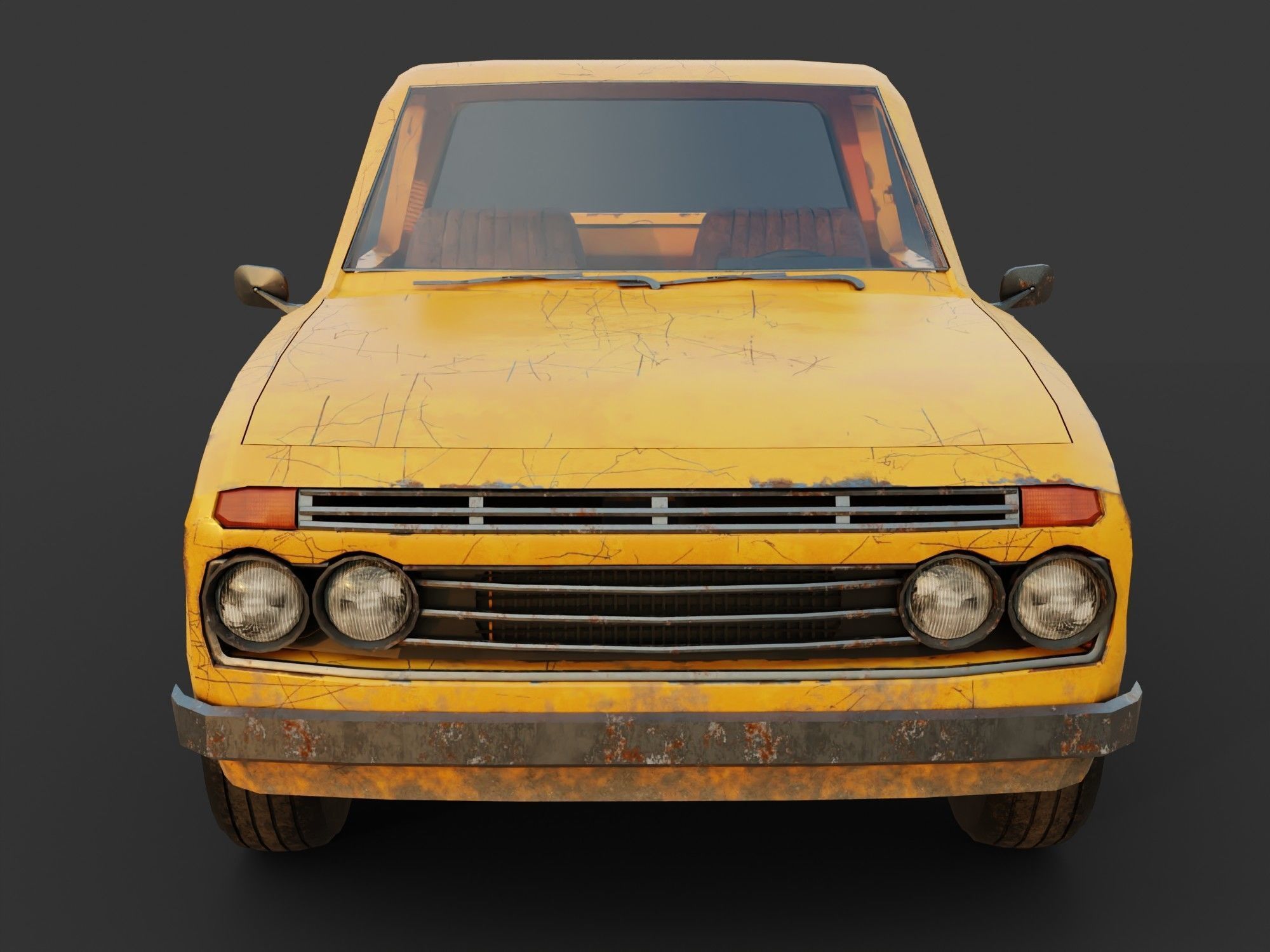 Toyota pick up truck Low-poly 3D model_5