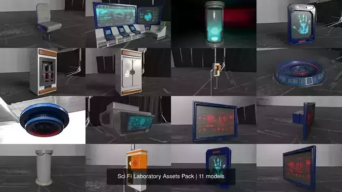 Sci Fi Laboratory Assets Pack 3D Model Collection