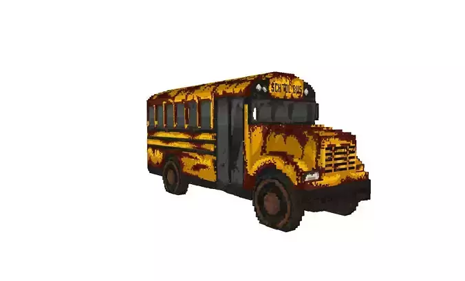 broken schoolbus Low-poly 3D model