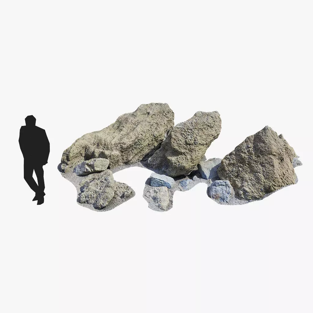 Beach Rocks PBR Scan Low-poly 3D model_0