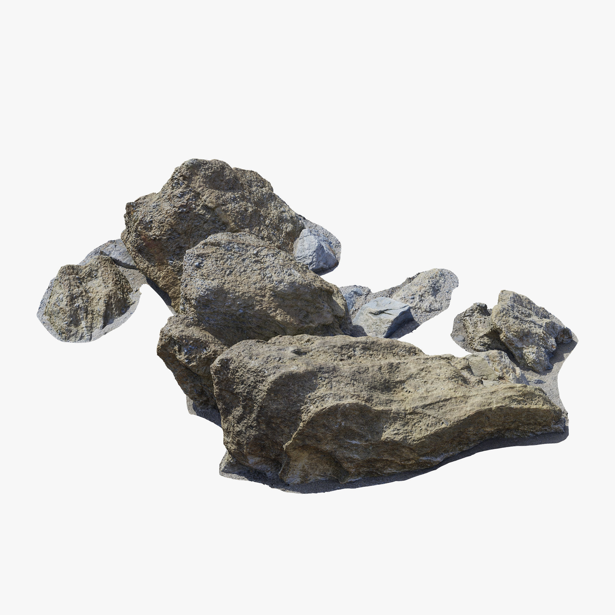 Beach Rocks PBR Scan Low-poly 3D model_6