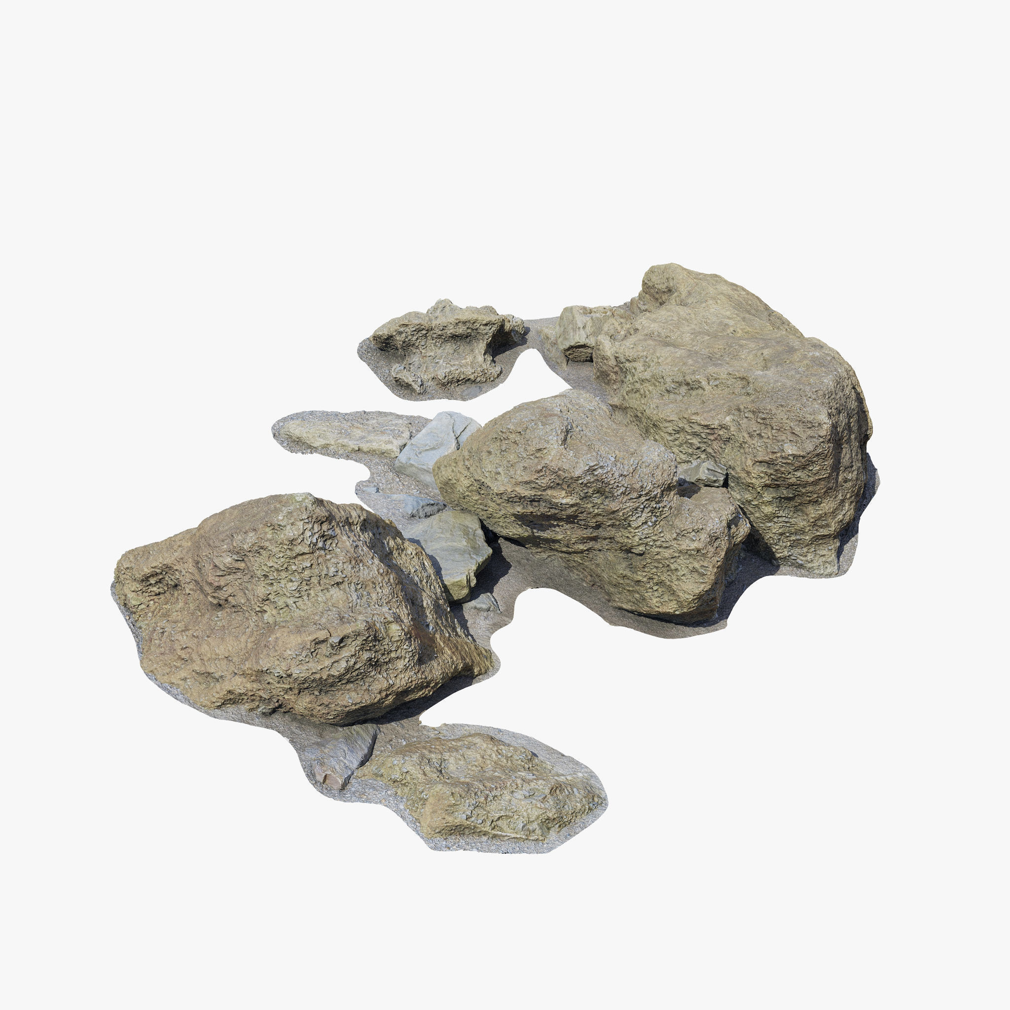 Beach Rocks PBR Scan Low-poly 3D model_3