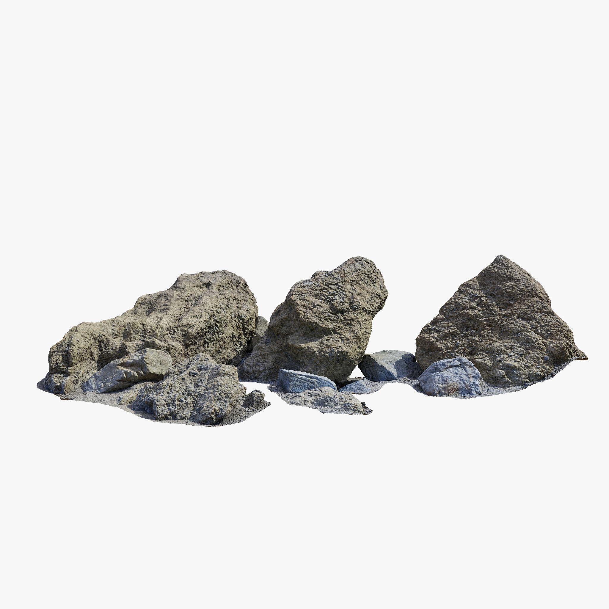 Beach Rocks PBR Scan Low-poly 3D model_5
