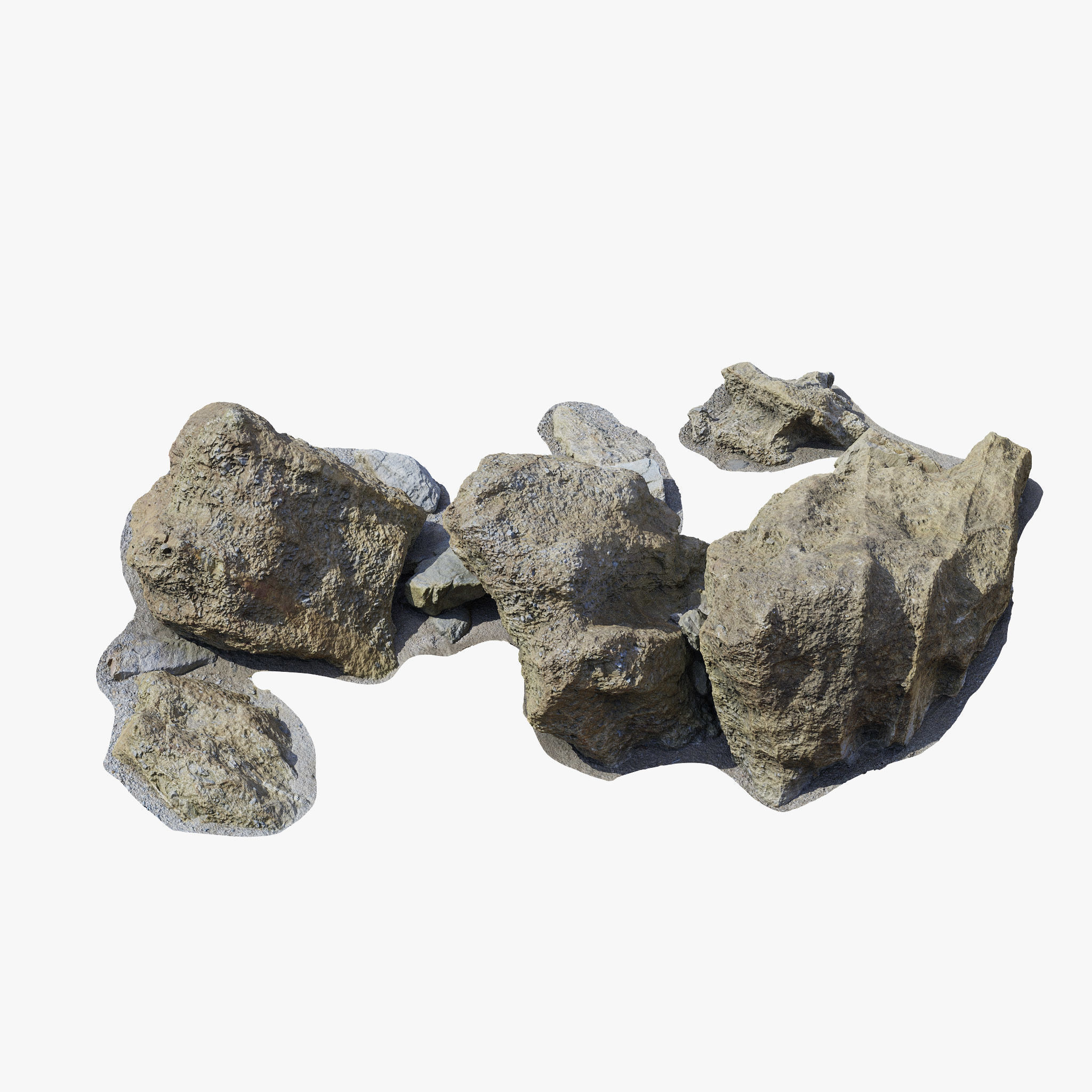 Beach Rocks PBR Scan Low-poly 3D model_2