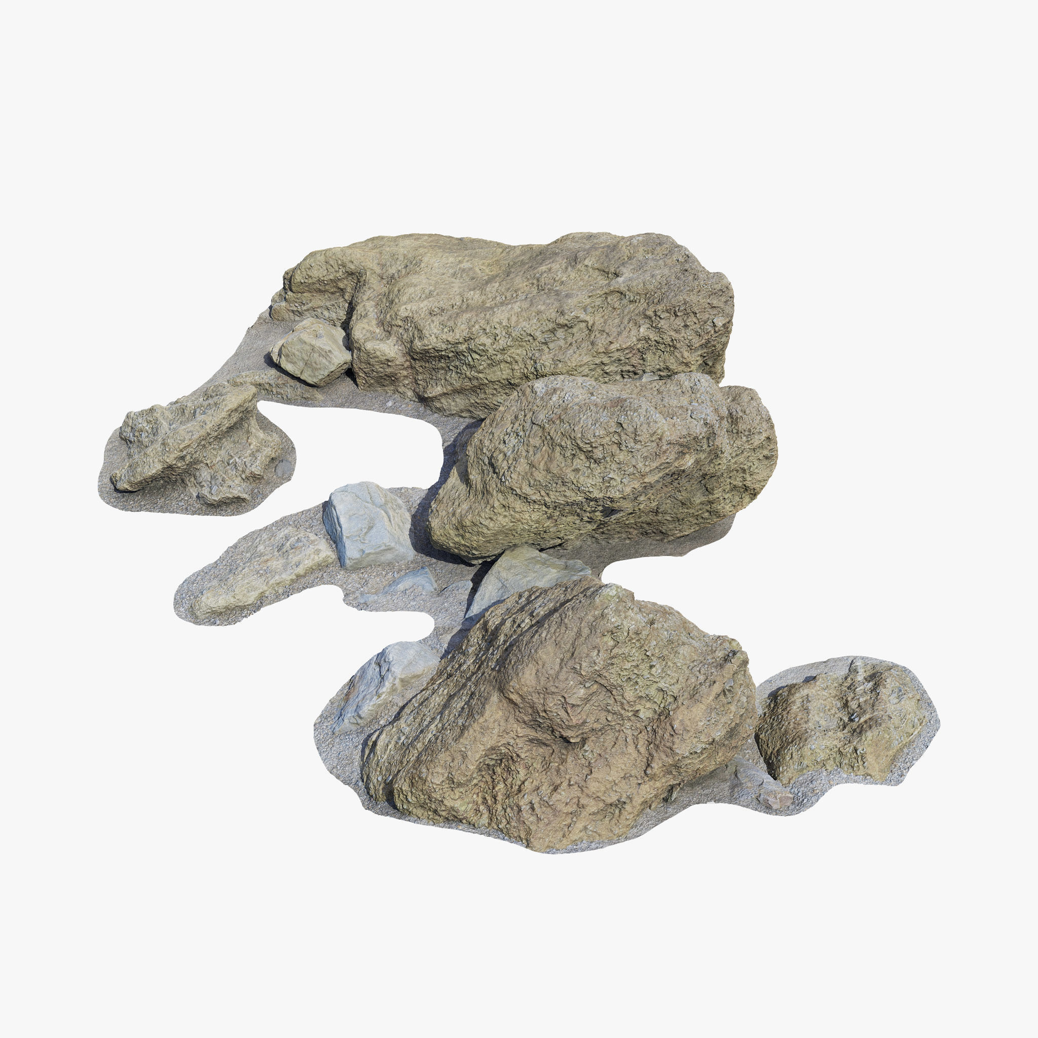 Beach Rocks PBR Scan Low-poly 3D model_4