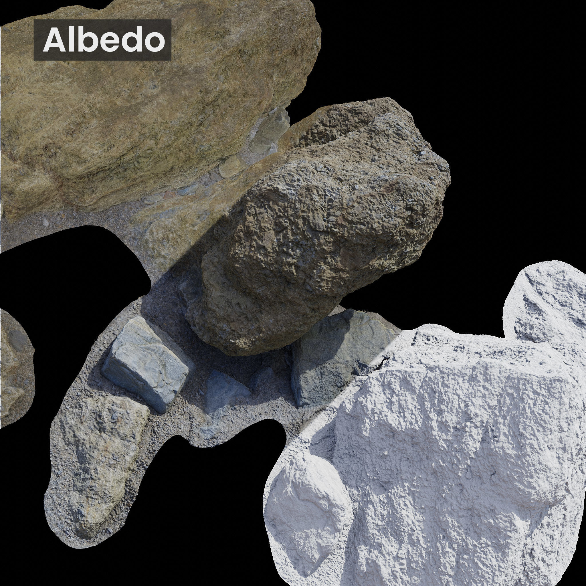 Beach Rocks PBR Scan Low-poly 3D model_1