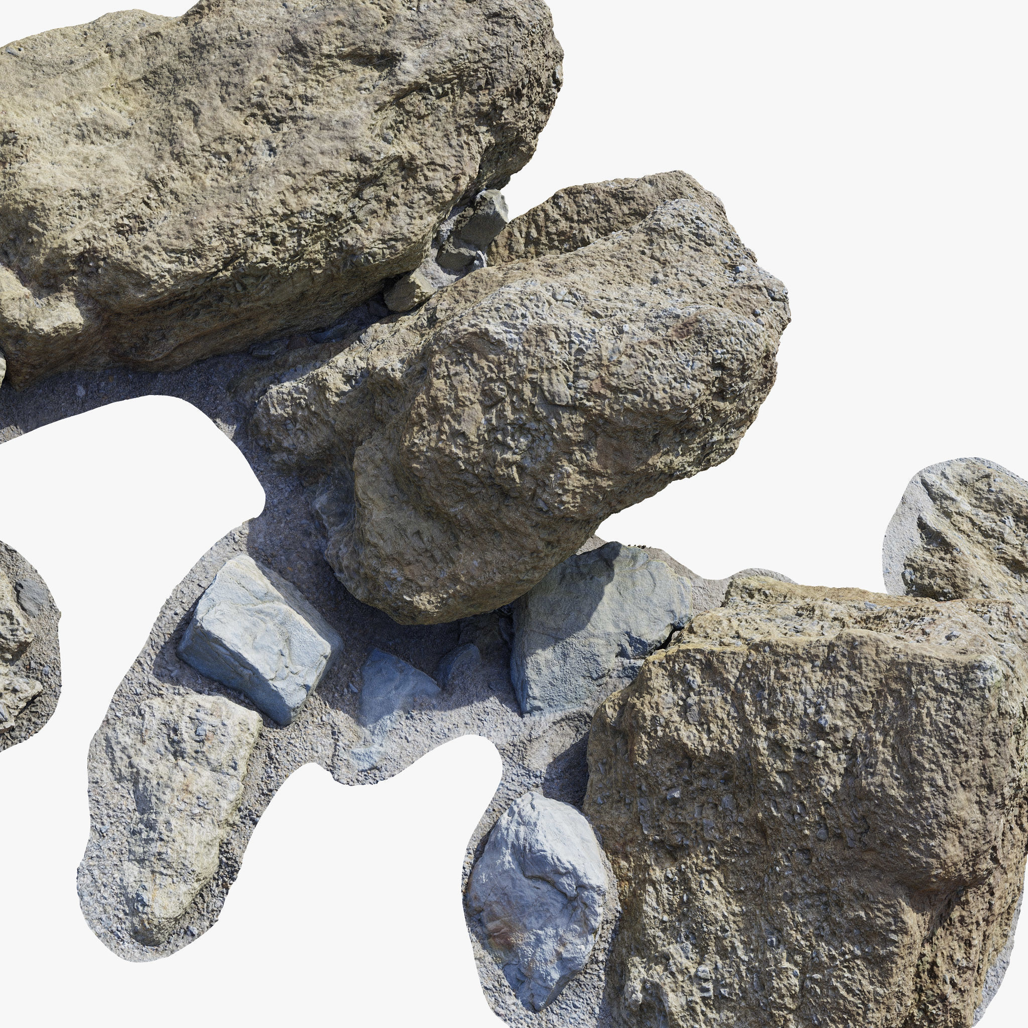Beach Rocks PBR Scan Low-poly 3D model_8