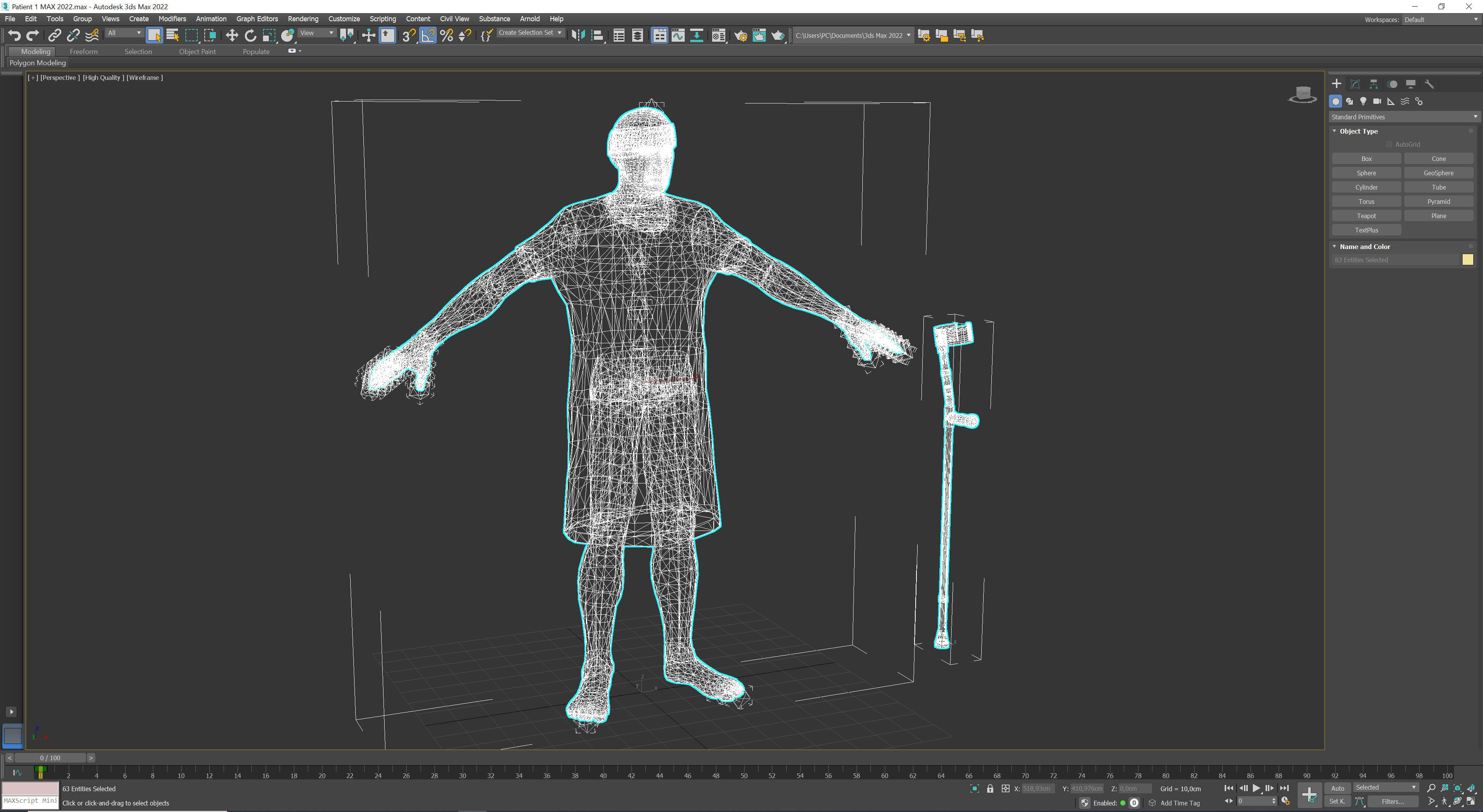 Patient 1 man with crutch and cane Low-poly 3D model_13