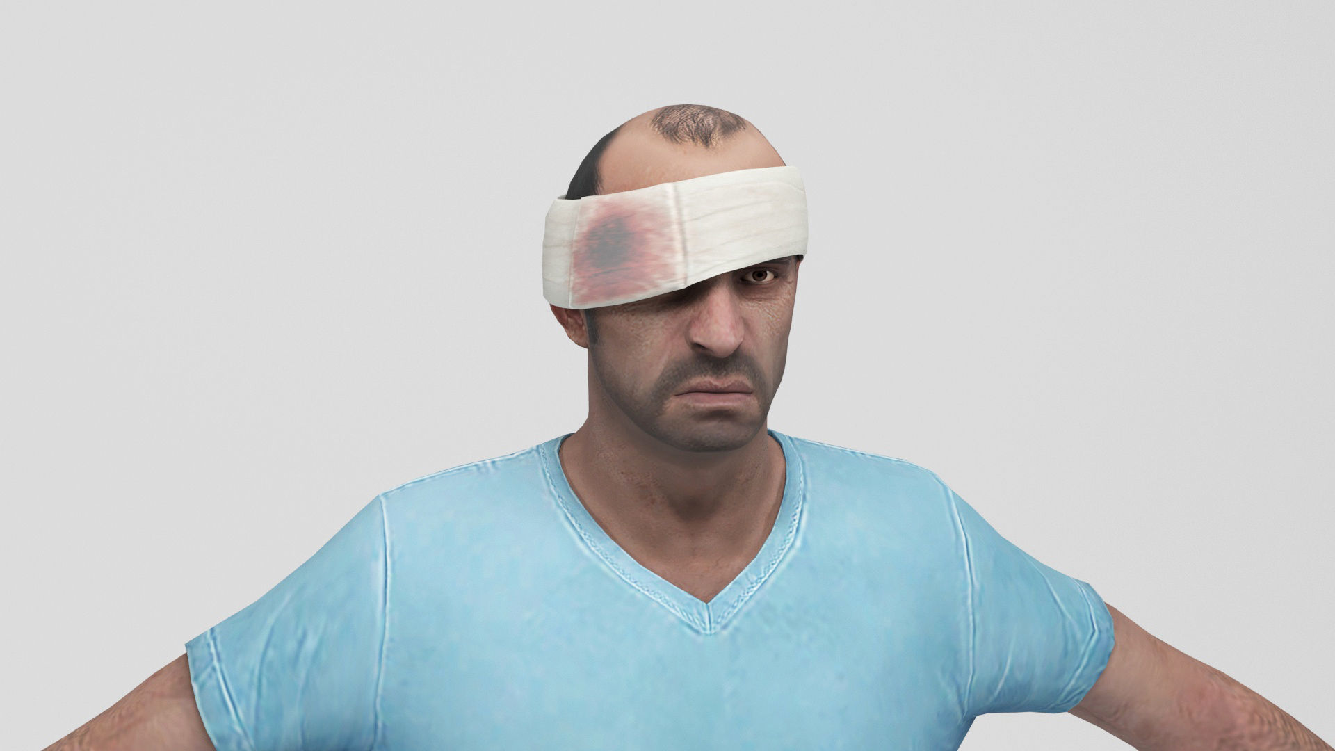 Patient 1 man with crutch and cane Low-poly 3D model_6