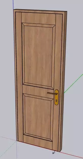 SketchUp dynamic door with panels Low-poly 3D model