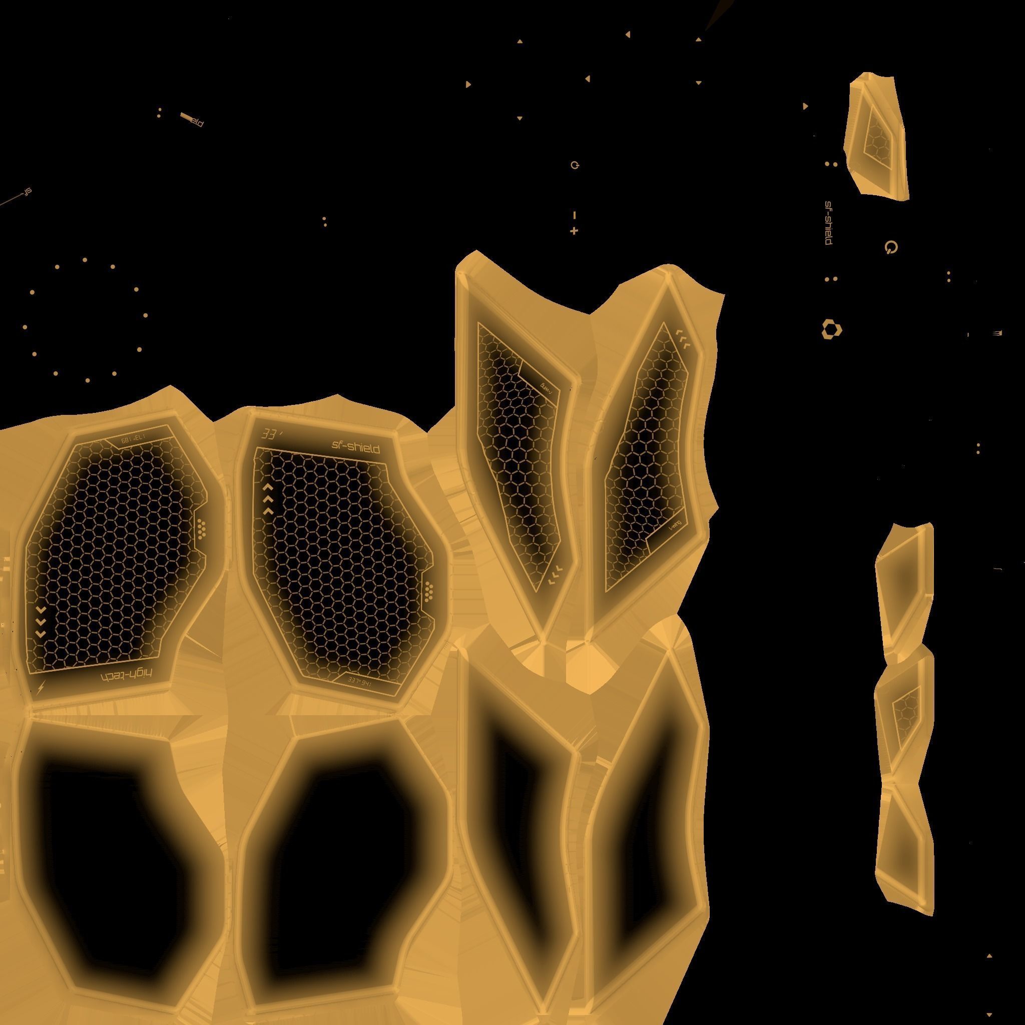 SciFi Shield A08 Yellow - Sci Fi Weapon Design Low-poly 3D model_22