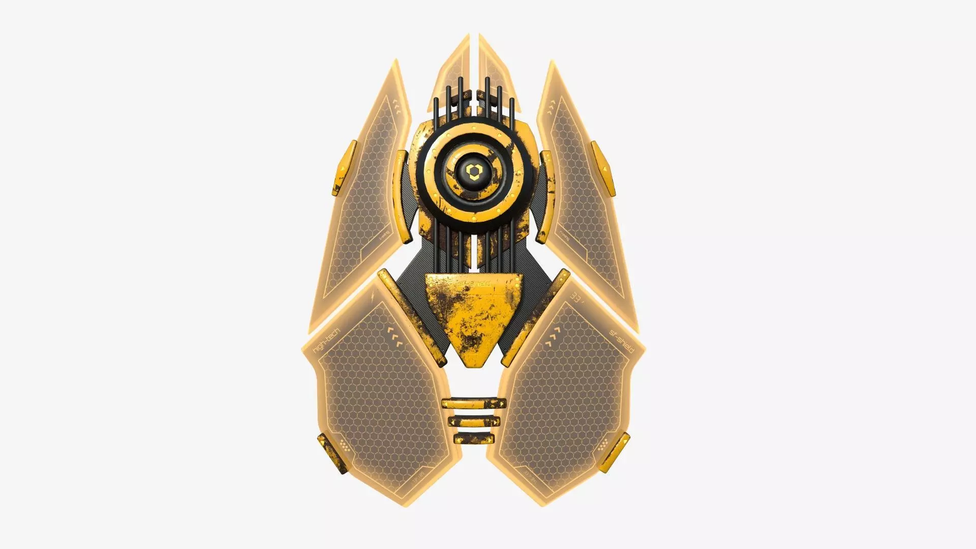 SciFi Shield A08 Yellow - Sci Fi Weapon Design Low-poly 3D model_0