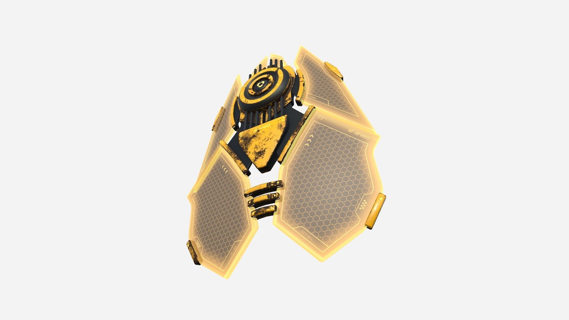 SciFi Shield A08 Yellow - Sci Fi Weapon Design Low-poly 3D model_4