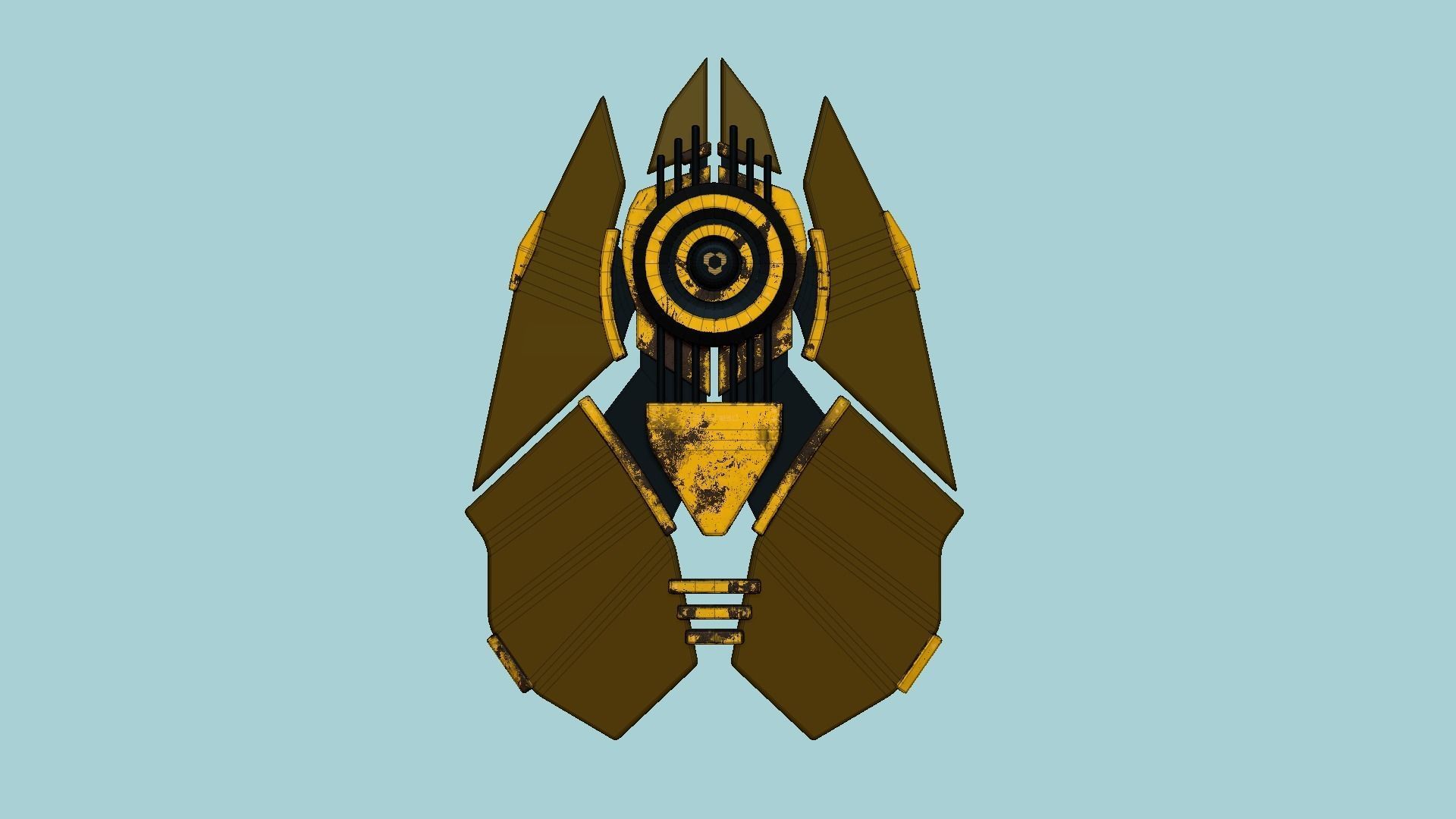 SciFi Shield A08 Yellow - Sci Fi Weapon Design Low-poly 3D model_6