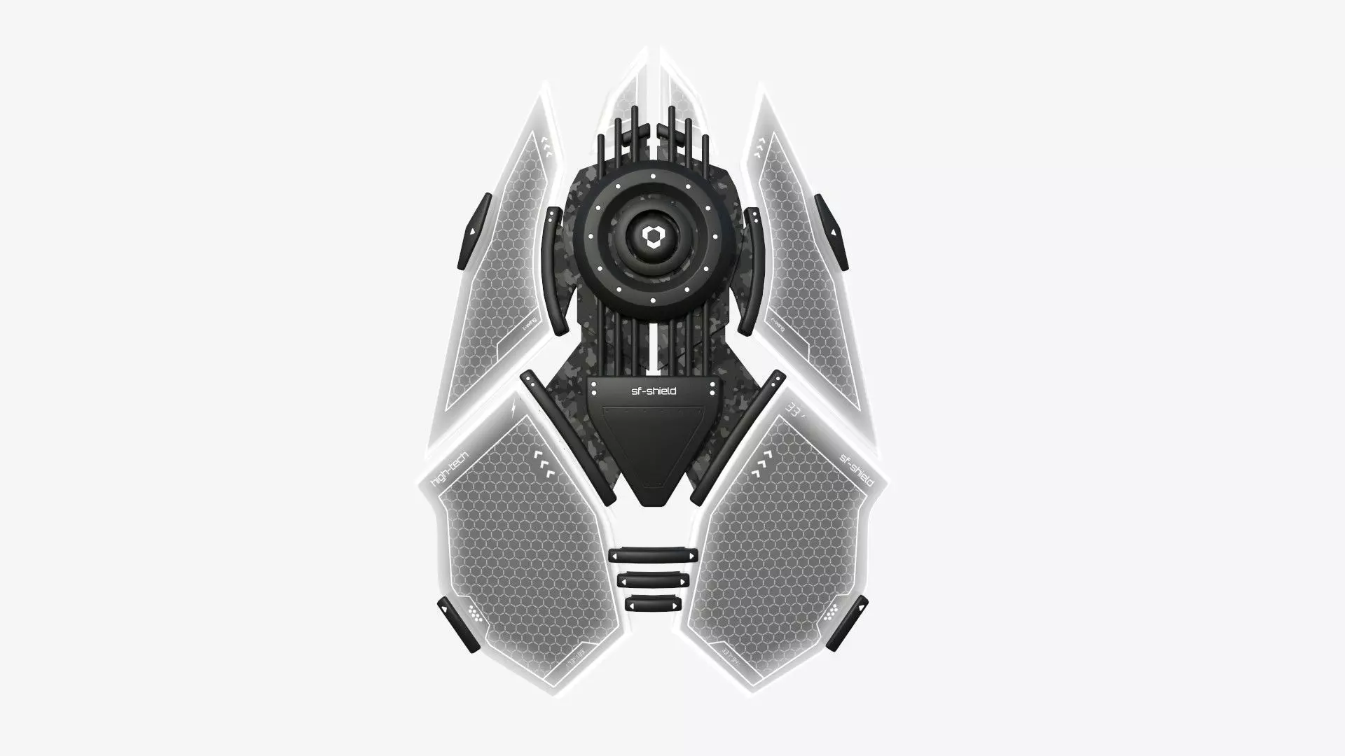 SciFi Shield A09 Black Camo - Sci Fi Weapon Design Low-poly 3D model_0