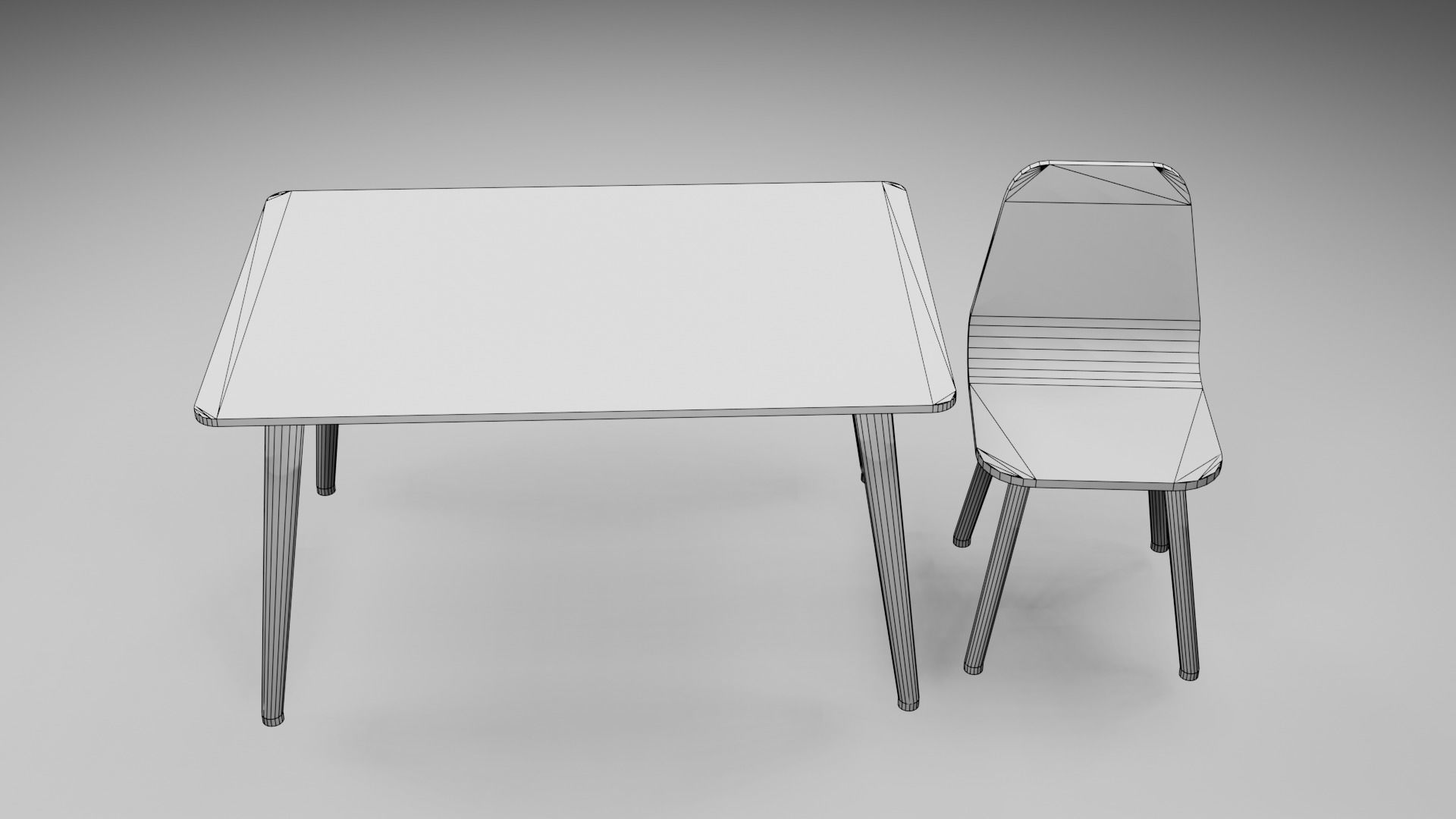 Modern Table and Chairs FREE Free low-poly 3D model_1