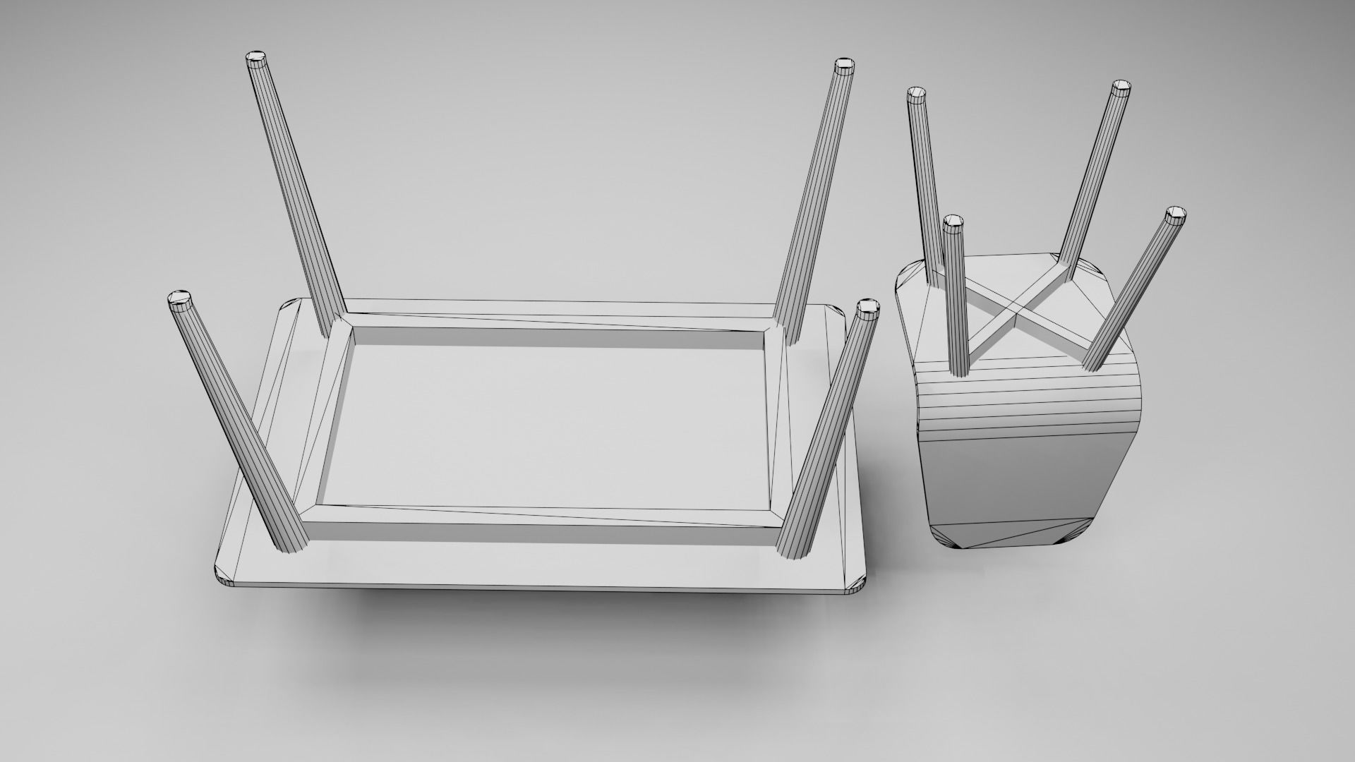 Modern Table and Chairs FREE Free low-poly 3D model_2