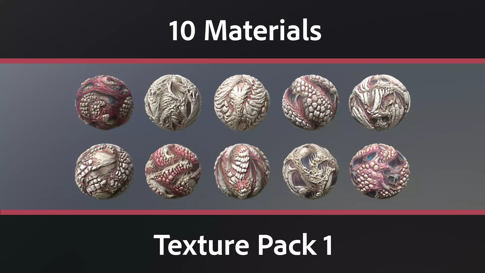 10 Materials Skin Monster Seamless PBR Pack 1 Texture_0