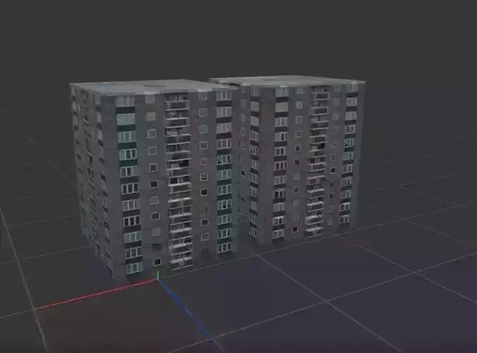 Low Poly model high rise apartment building Free low-poly 3D model