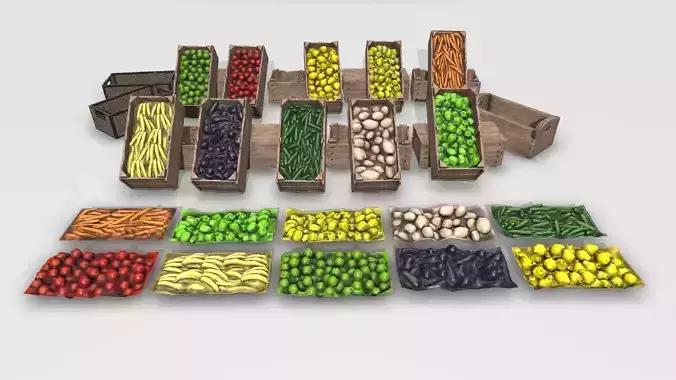 Low Poly Game Ready Fruits and Vegetables  Low-poly 3D model