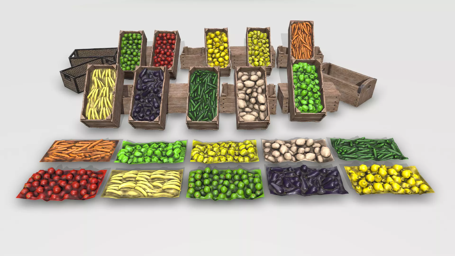 Low Poly Game Ready Fruits and Vegetables Low-poly 3D model_0