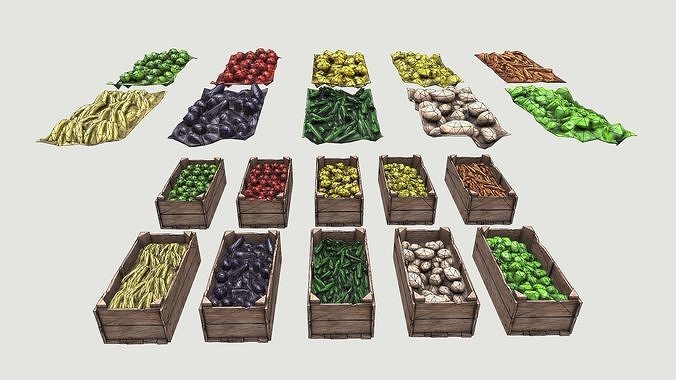 Low Poly Game Ready Fruits and Vegetables  Low-poly 3D model 2