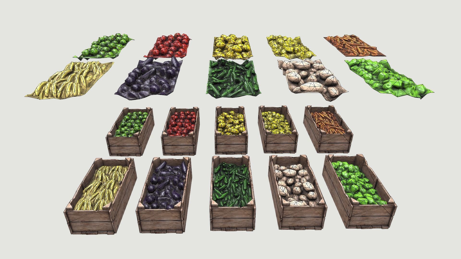 Low Poly Game Ready Fruits and Vegetables Low-poly 3D model_3
