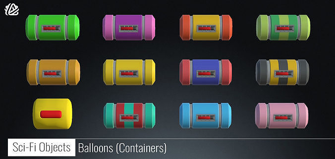 Lowpoly 3D Models of Balloons - Containers Low-poly 3D model