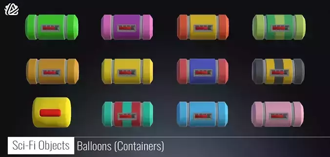Lowpoly 3D Models of Balloons - Containers Low-poly 3D model