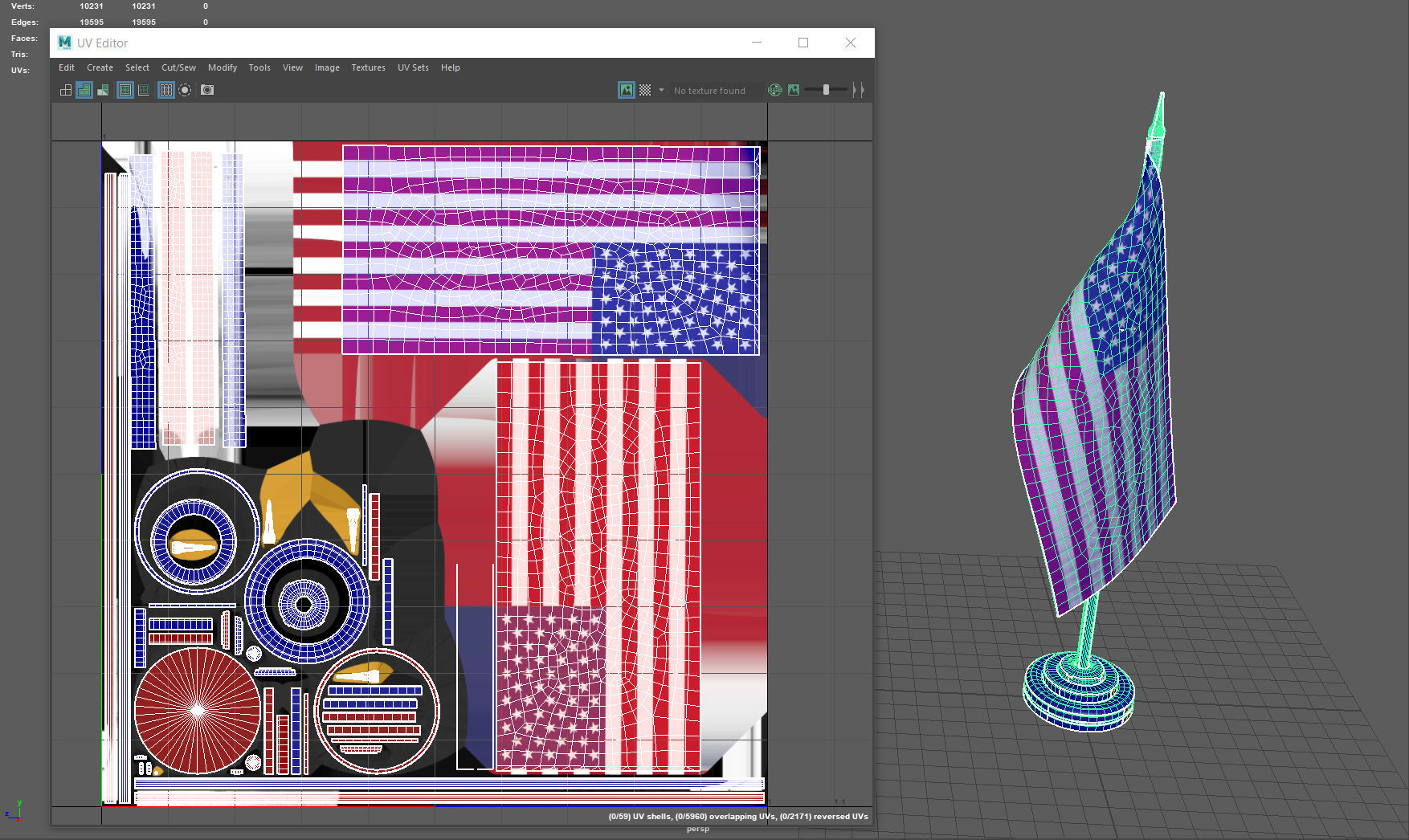 US Desk Flag Low-poly 3D model_11