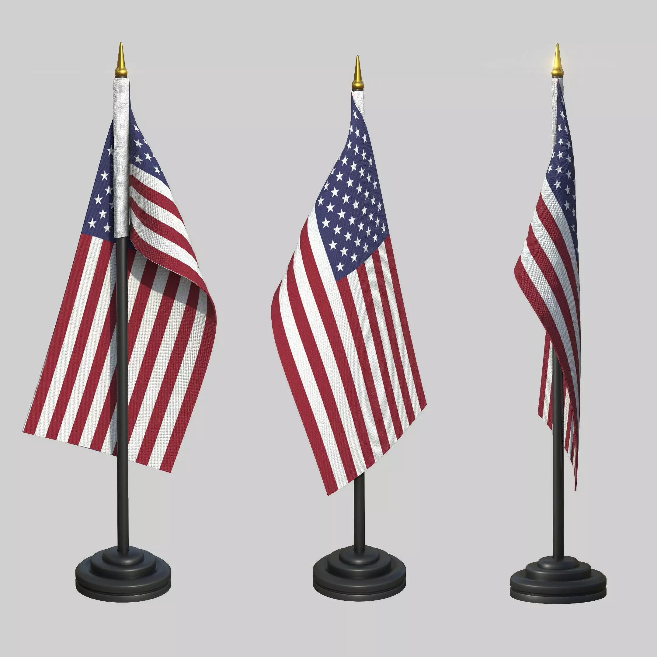 US Desk Flag Low-poly 3D model_0