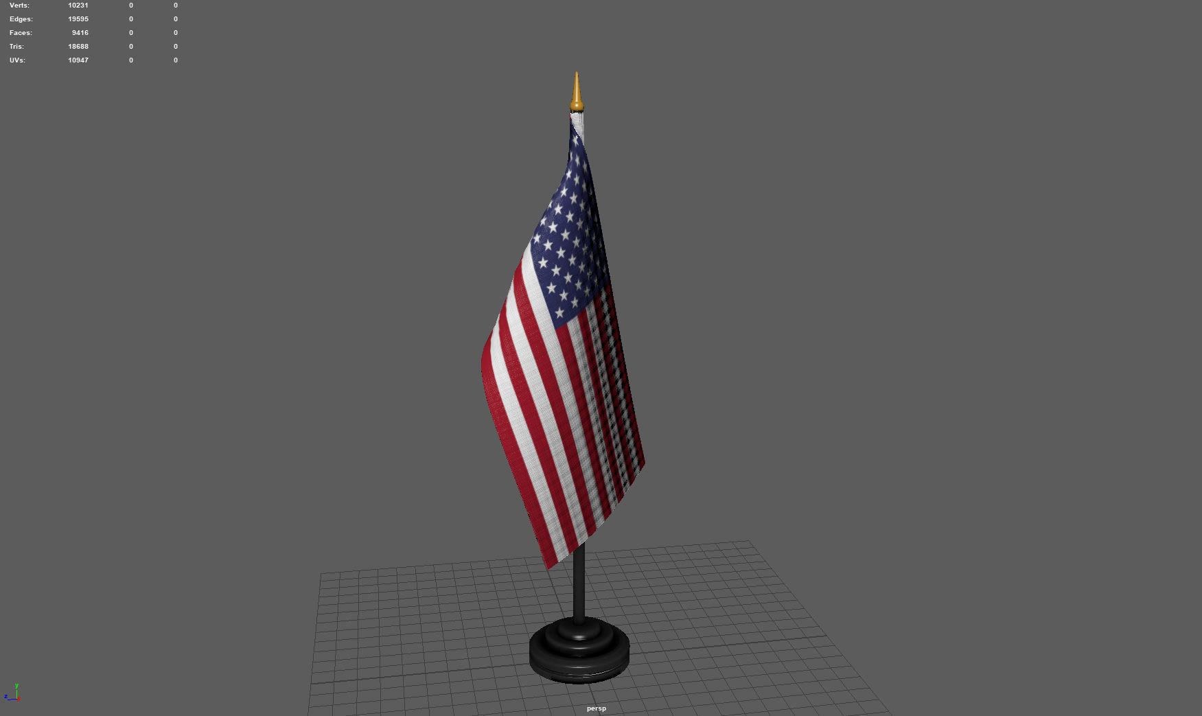 US Desk Flag Low-poly 3D model_3
