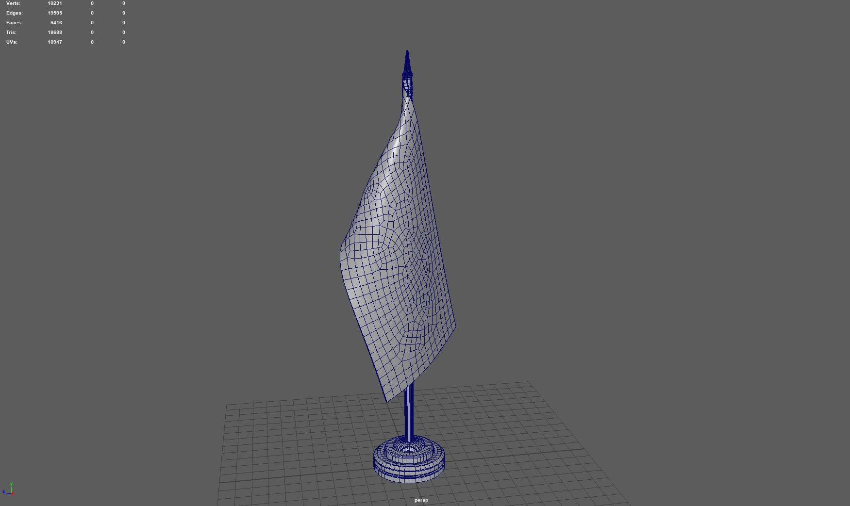 US Desk Flag Low-poly 3D model_5