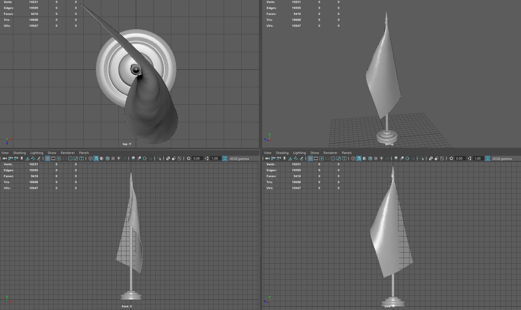 US Desk Flag Low-poly 3D model_9