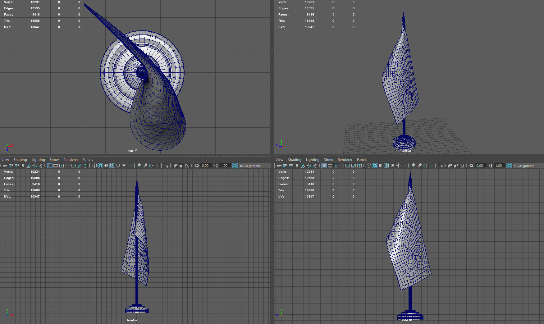 US Desk Flag Low-poly 3D model_8