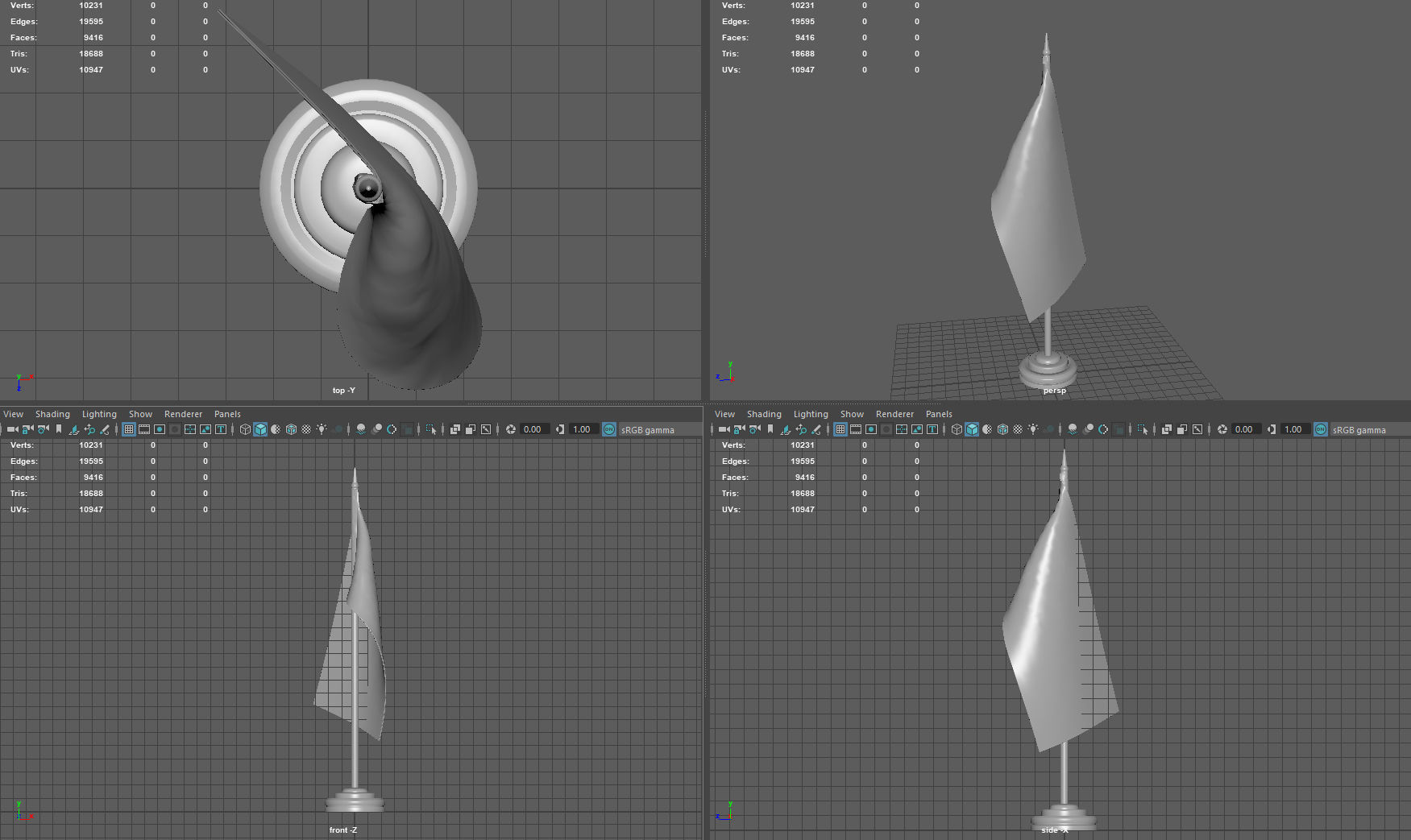 US Desk Flag Low-poly 3D model_7