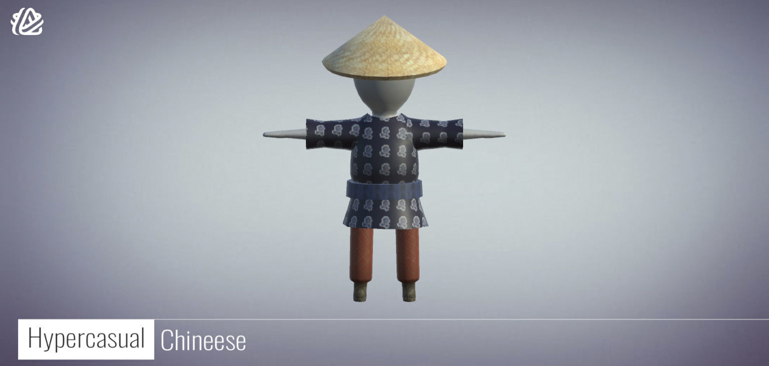 3D Stickman Chineese - Hypecasual Low-poly 3D model_1