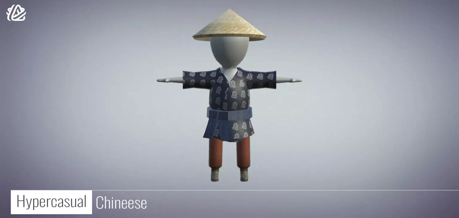3D Stickman Chineese - Hypecasual Low-poly 3D model_0