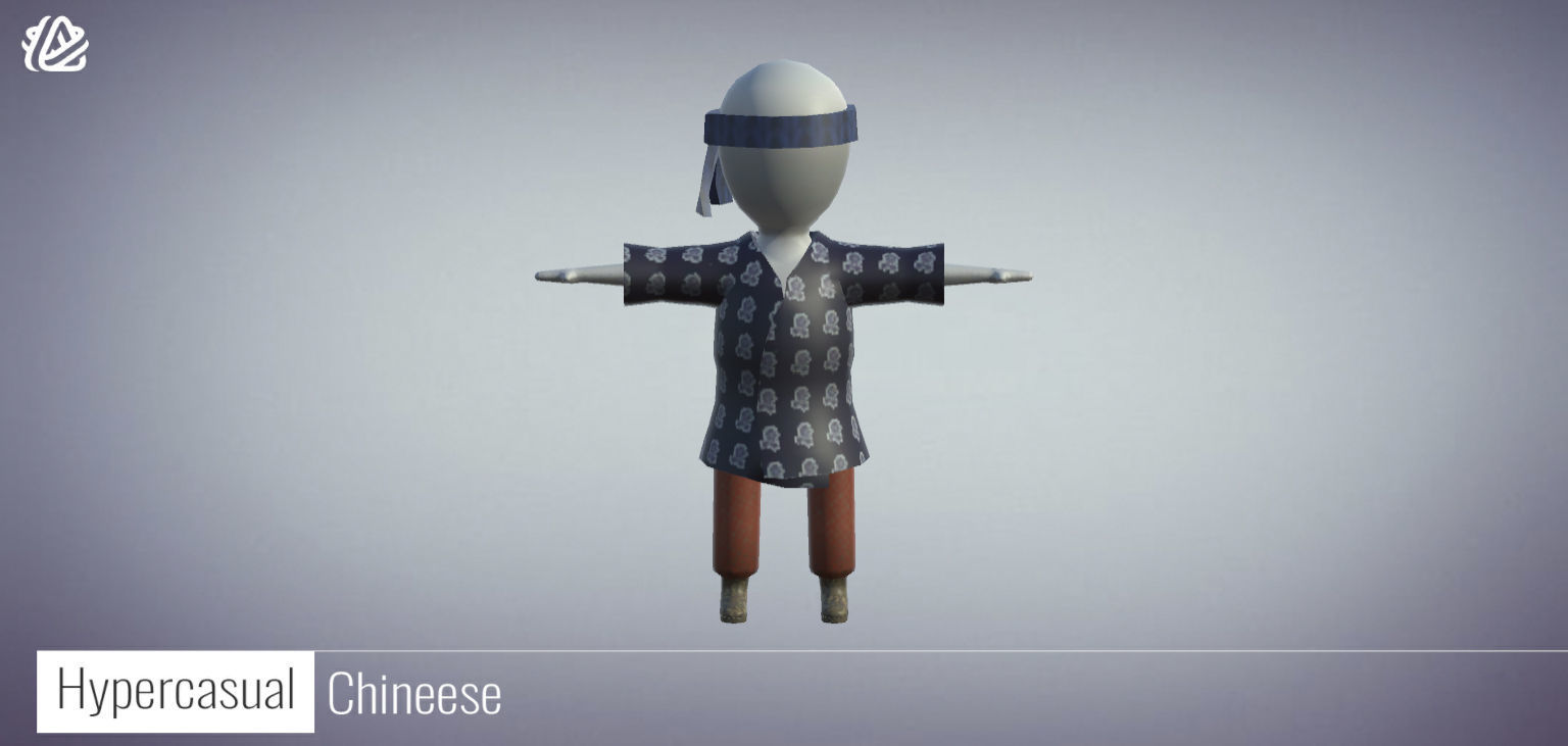 3D Stickman Chineese - Hypecasual Low-poly 3D model_5