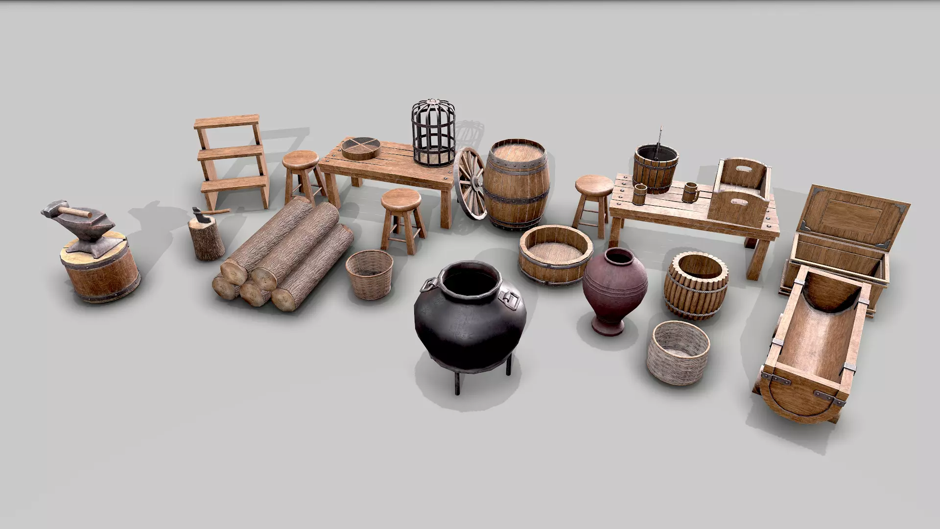 Low Poly Game-Ready PBR Medieval Assets 3D model_0