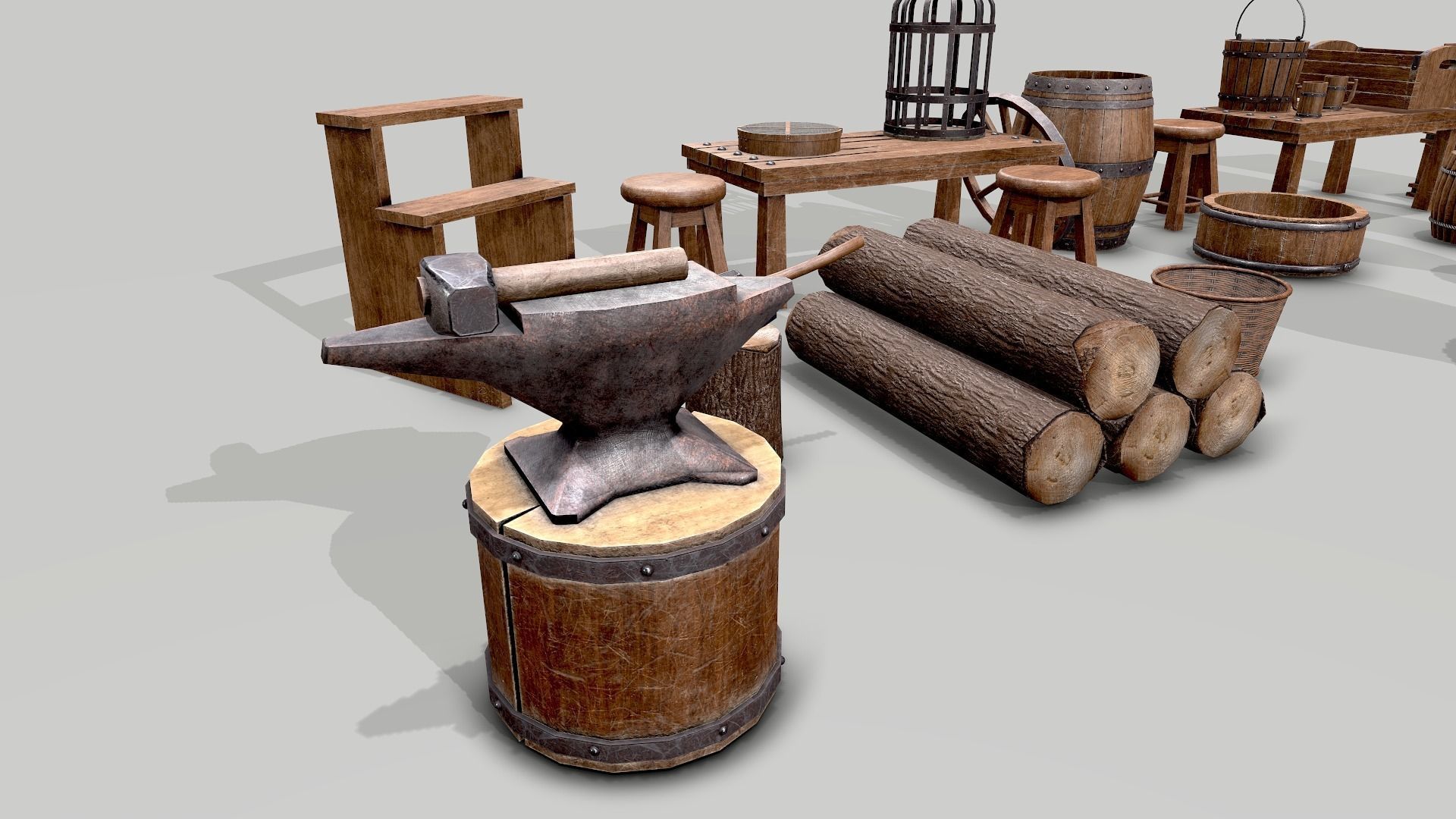 Low Poly Game-Ready PBR Medieval Assets 3D model_11